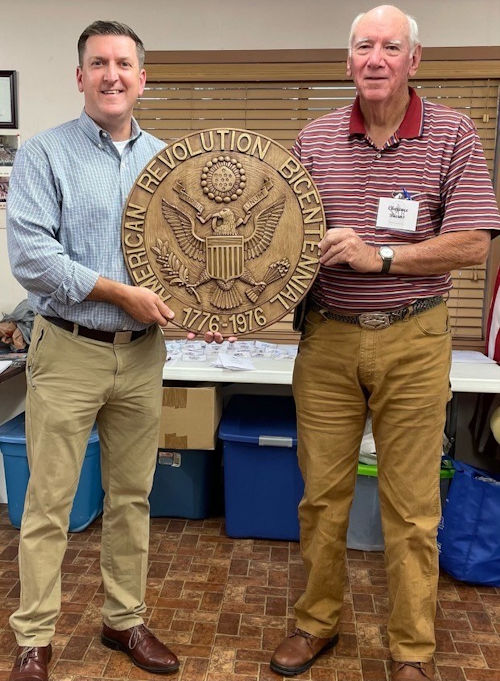 Travis Ransom, Cass County Judge gave the program and presented our chapter with a wooden Bi-Centennial plaque.